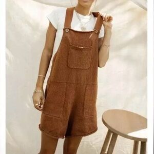Bohme Brown Knit Overalls Shortalls